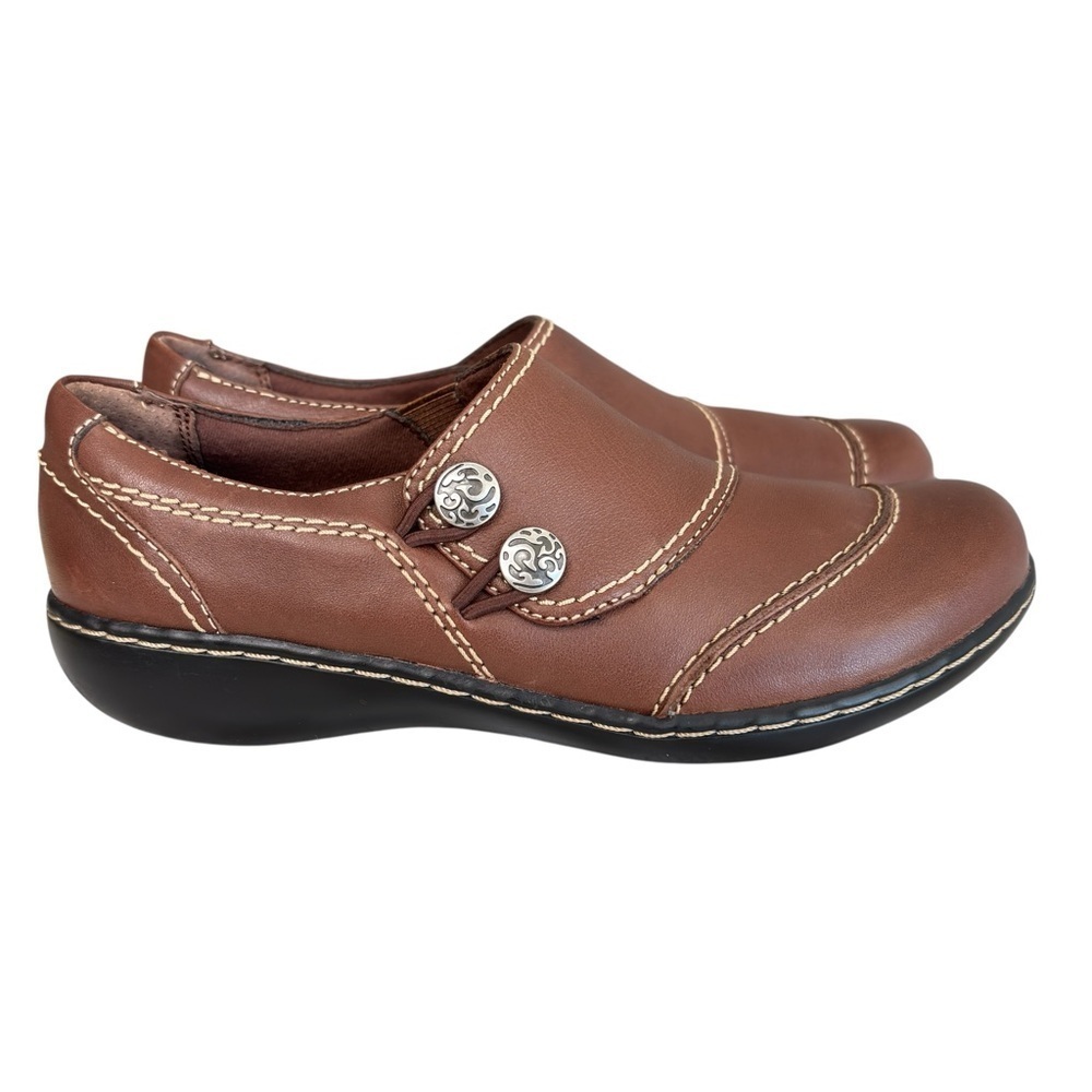 Clarks Bendables Brown Leather Ashland Alpine Slip On Womens Comfort Shoe Size 7 - Picture 10 of 12